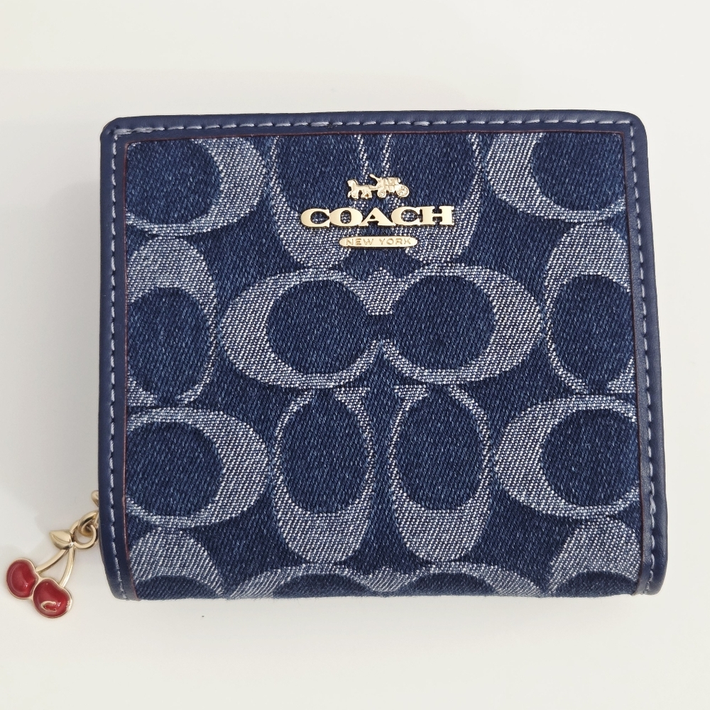 NEW COACH SNAP WALLET IN SIGNATURE DENIM - Picture 2 of 9